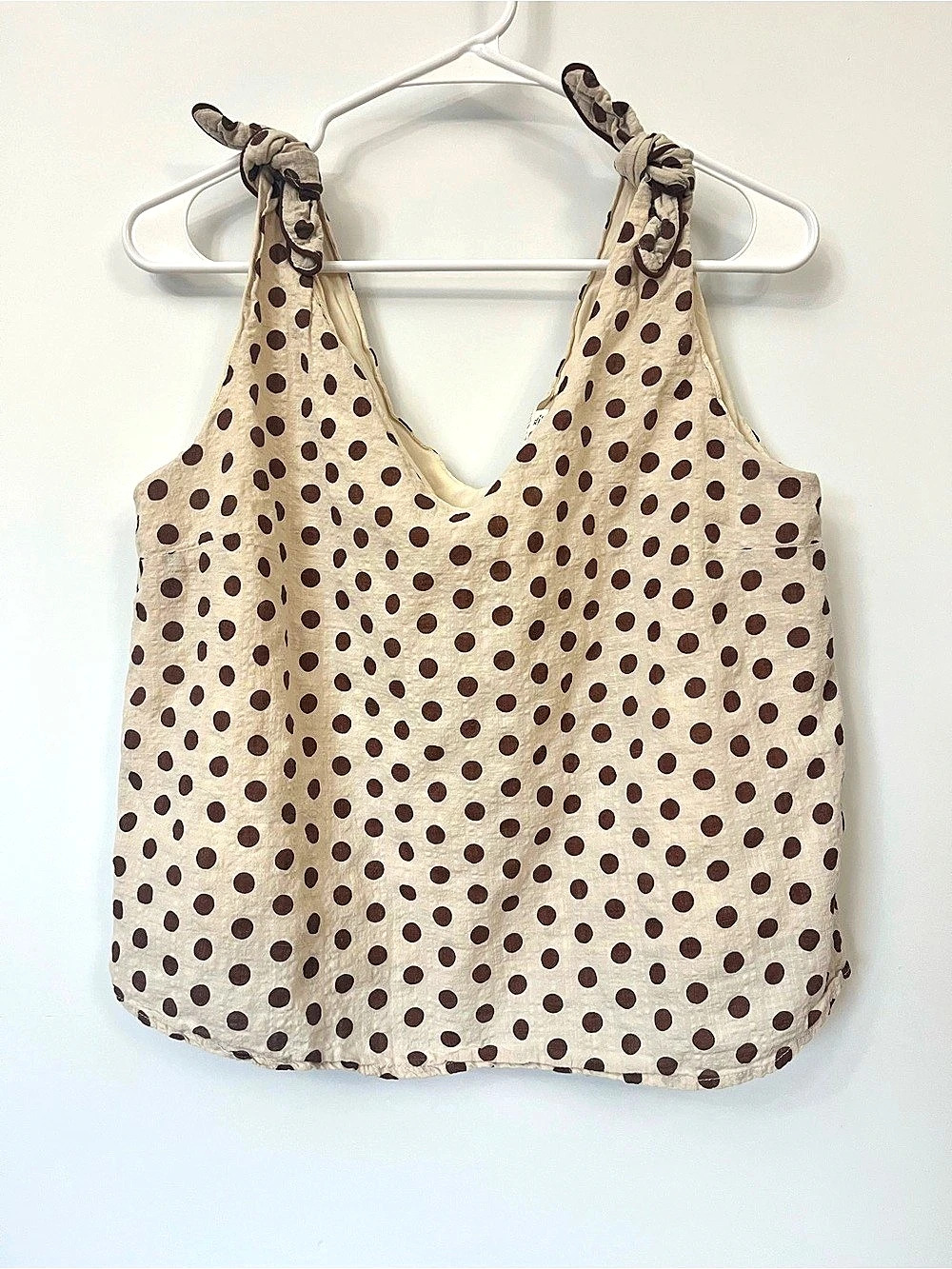 Sage & Citrus Polka Dot Cotton Tank Top Size XL